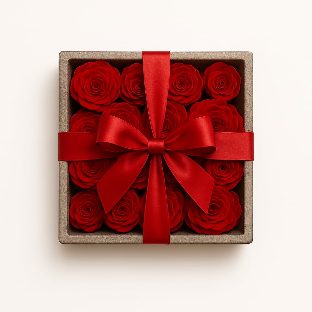 Passion Rouge - A luxurious arrangement of red rich roses, beautifully presented in a modern square concrete container and finished with a satin ribbon .