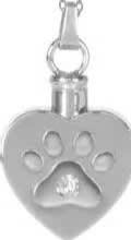 Silver paw-print pet tag with a clip