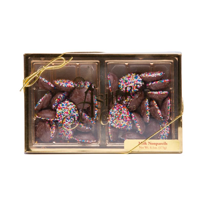 Asher's Chocolate Nonpareils - Asher's Chocolate Nonpareils 6.1 oz box. Made locally in Souderton, PA. 