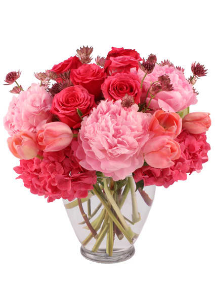 So Beautiful Bouquet - Tell a special woman in your life “I love you” with this sweet pink arrangement of hydrangeas, roses, peonies and tulips. Make her day... Order fresh flowers now!