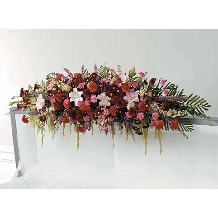 Full Design - To cover the entire casket this mix of flowers and colors makes a beautiful presentation. Product ID: 1536 
