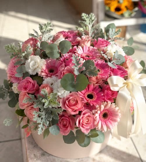 DEVOTED - For the one who has your whole heart. An abundant box of blush roses and daisies, made for love that runs deep and doesn't do anything halfway. A gesture as unforgettable as the person receiving it.