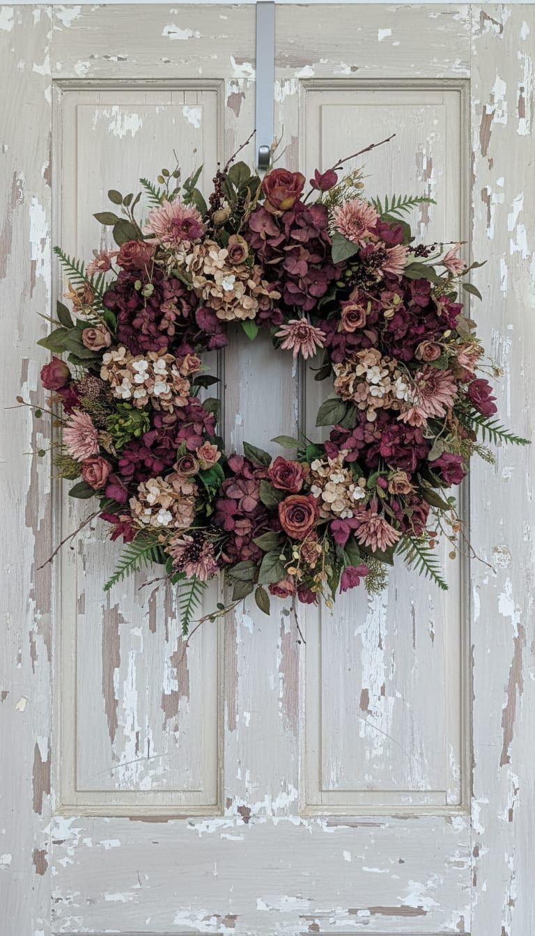 The Cabernet Silk Wreath - Approx. 25 inches  Around 