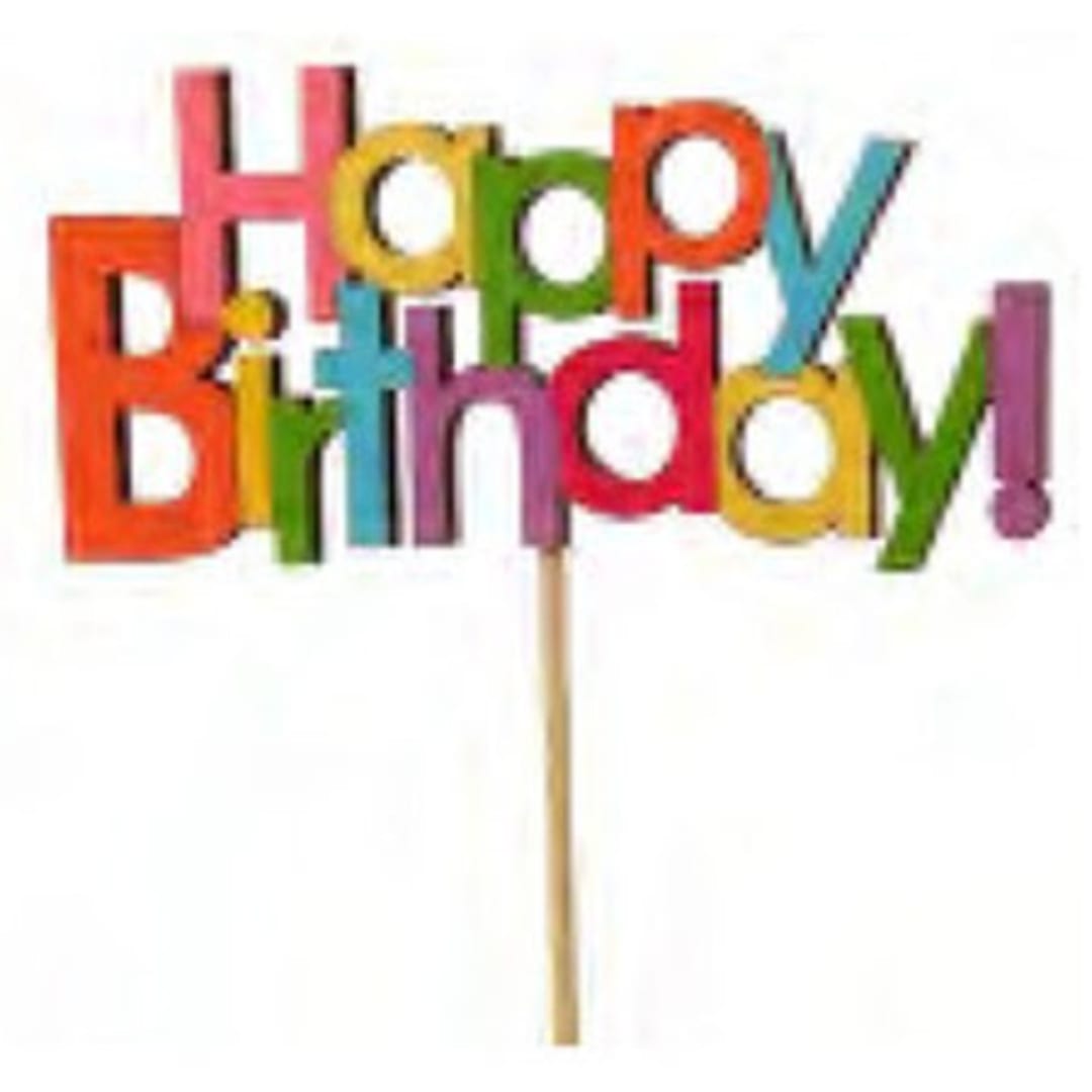 Colorful Happy Birthday sign on a stick
