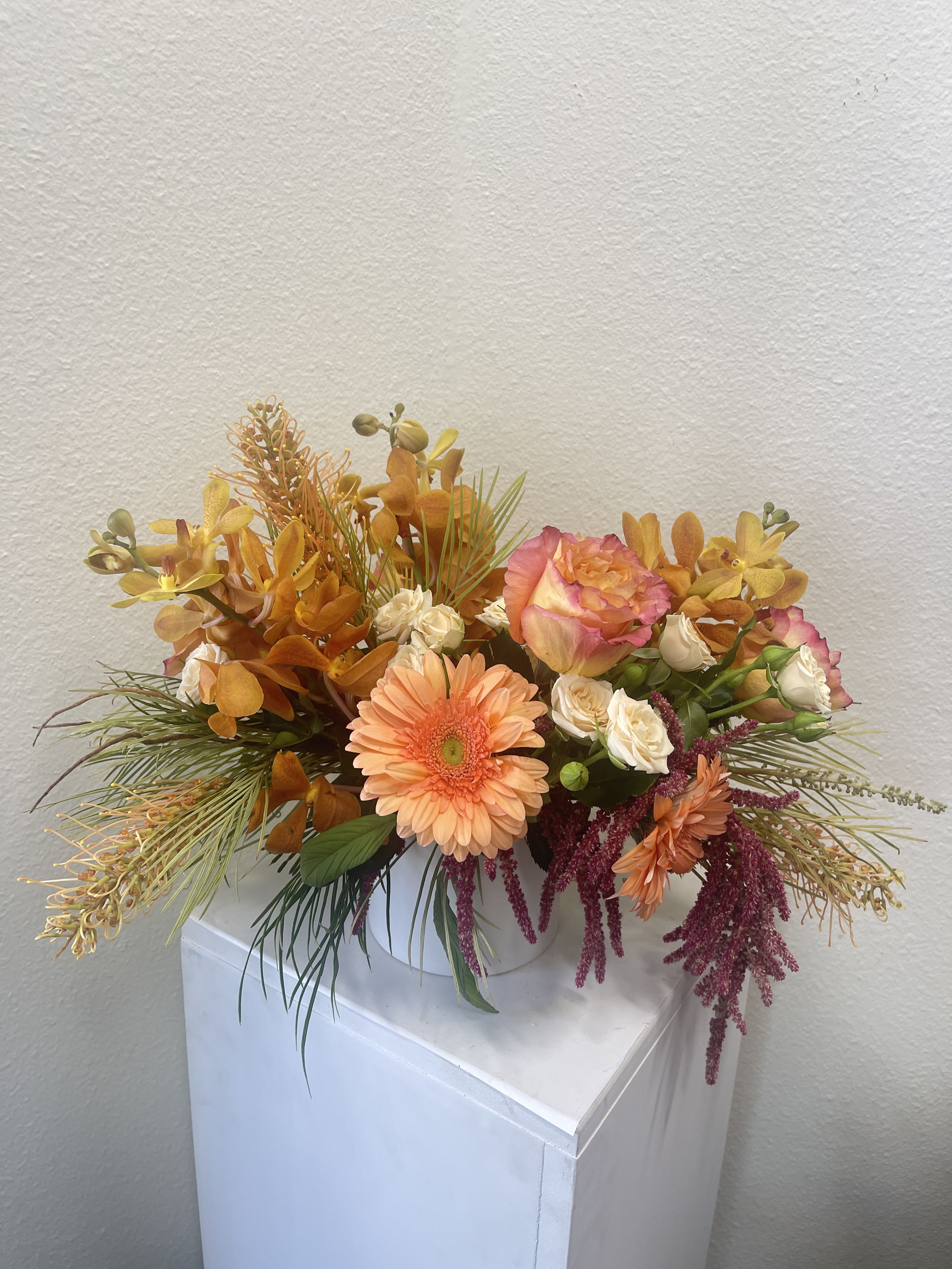 Peaches &amp; Cream - A joyful arrangement of peach, orange and cream flowers. Flower type may vary