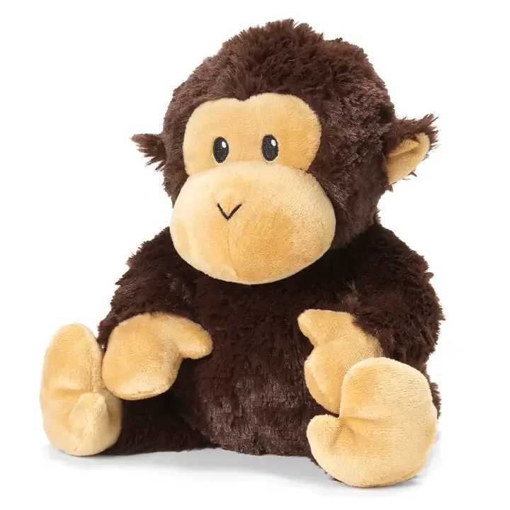 Plush monkey toy with brown fur and tan face, hands, and feet