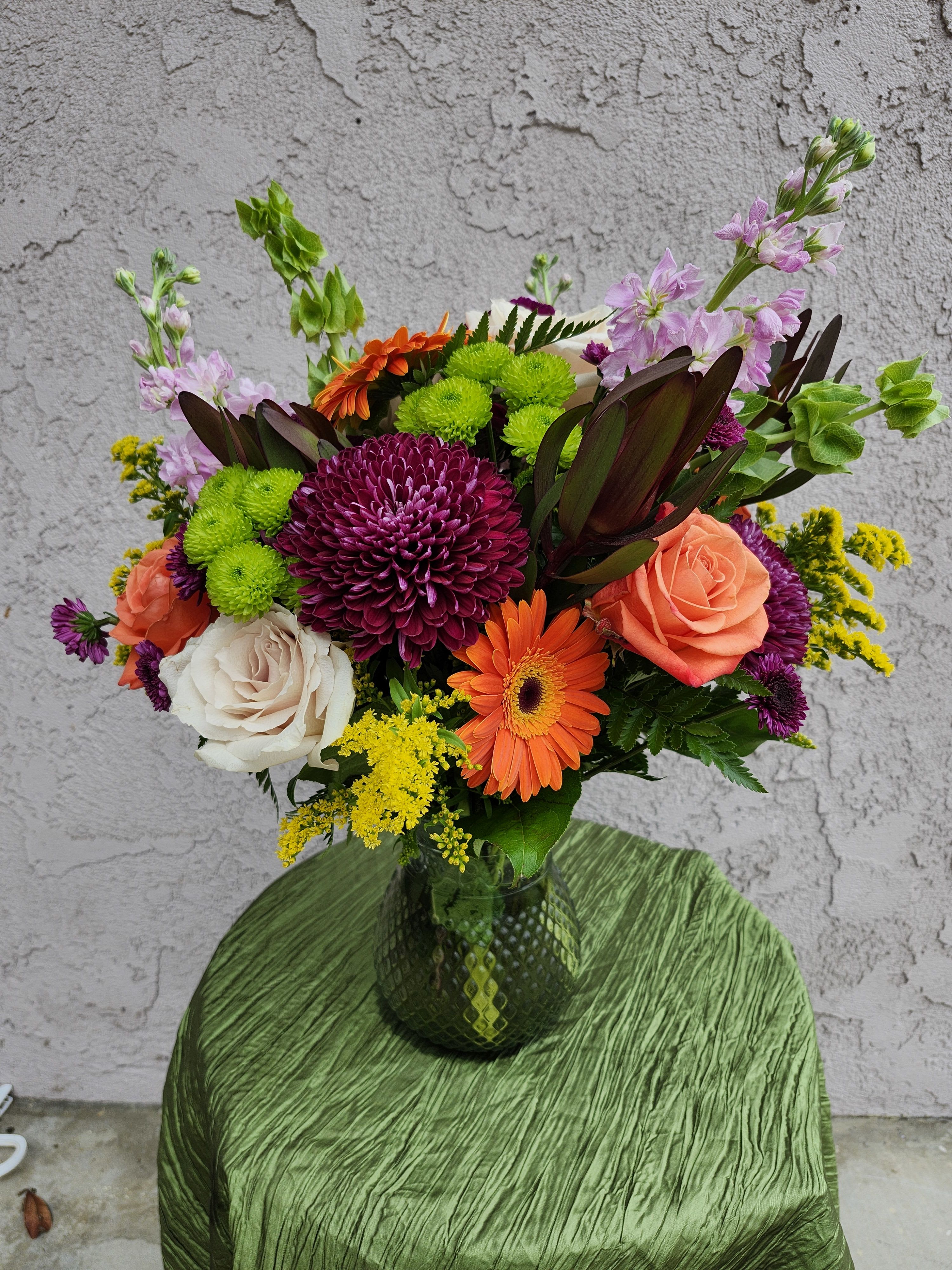 Designer's Choice Fall Bouquet  - Fall colors of various flowers for this full all around vase bouquet. Designer's Choice 