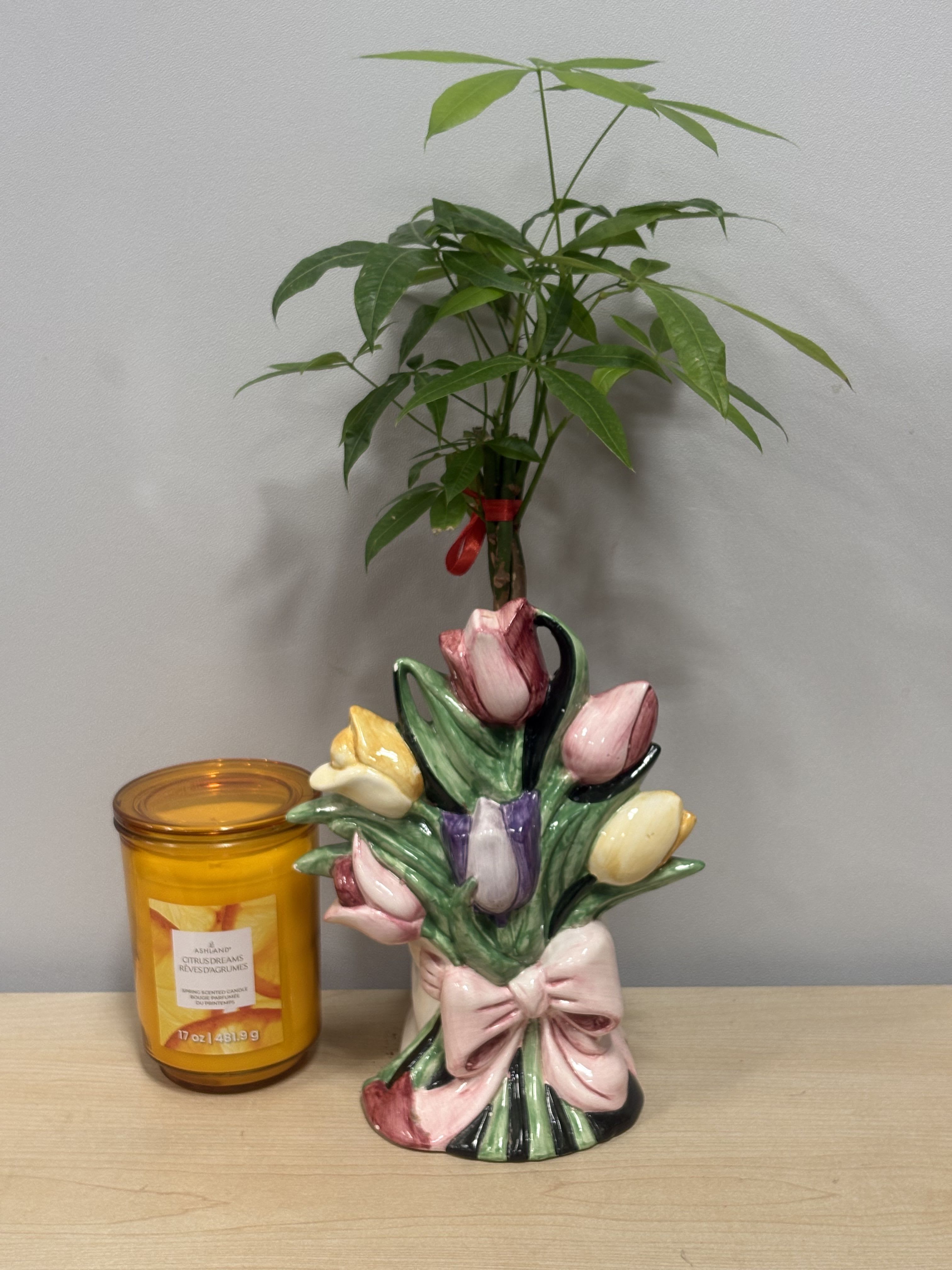 Ceramic Tulip Tree &amp; Candle - As shown 