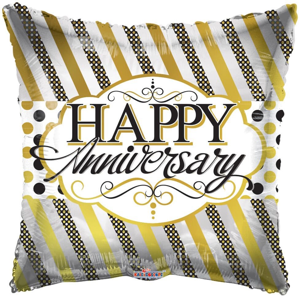 Anniversary Balloon - 18" Happy Anniversary mylar balloon. Filled with helium. Stays afloat up to 7 days. Styles my vary due to availability