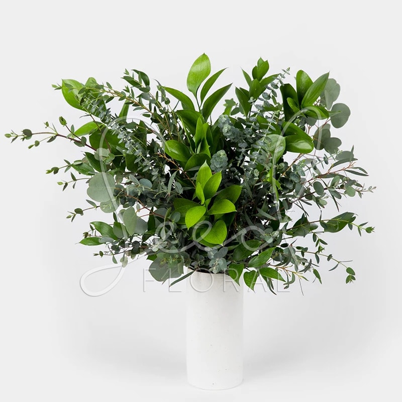 Alll Things Green - A little green peace of mind we designed with the wildest greens we could find  to give your home some "ooh and ahh" spa-worthy ambiance.   Featured in Cream Textured Cylinder Vase 8" x 4".