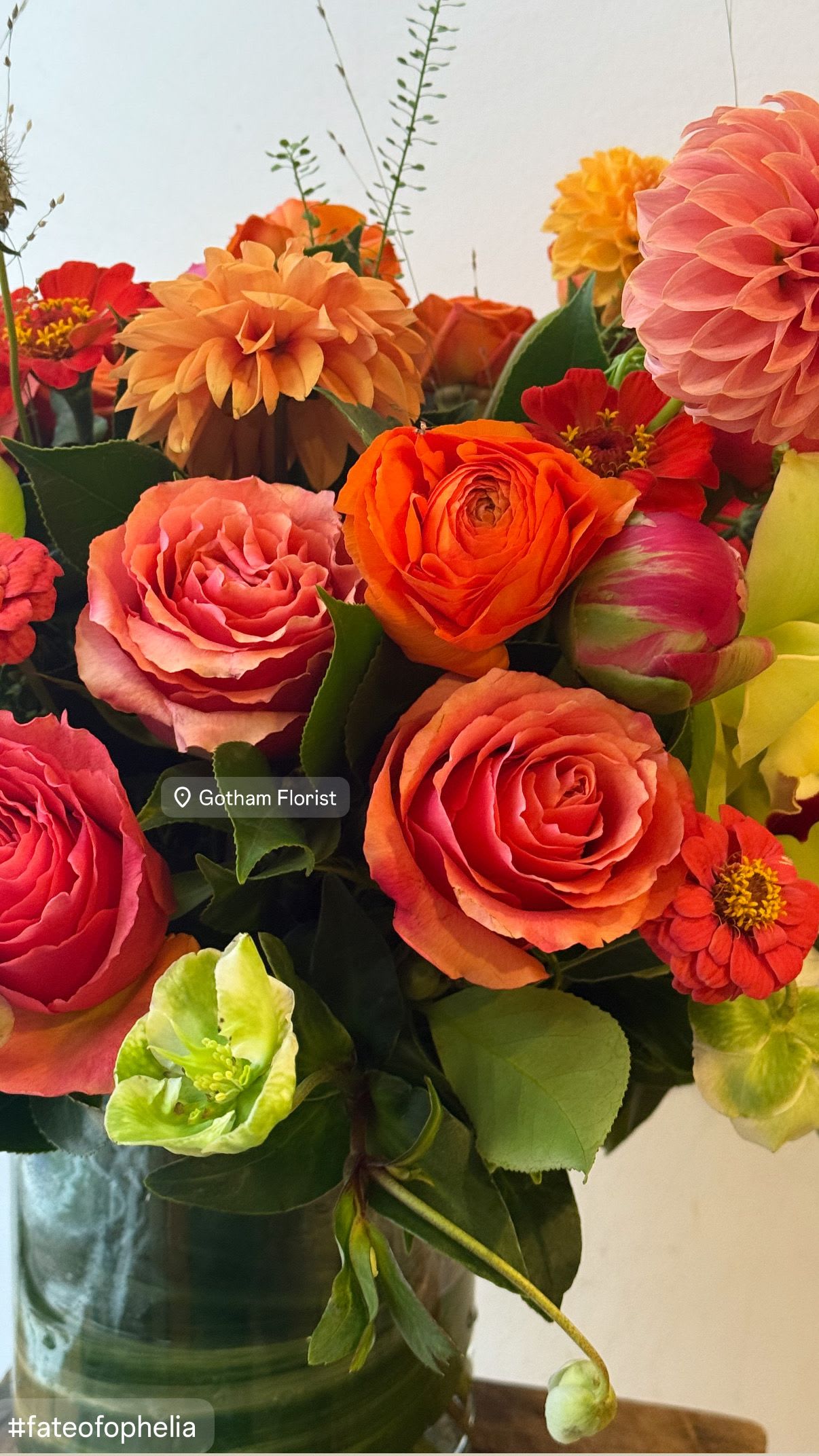 Ophelia - Ophelia - a floral masterpiece that channels the spirit of Taylor Swift's newest album.  Vibrant orange hues that evoke the warmth of the harvest season Lush peonies and ranunculus blooms in a luxurious, premium vase Expertly crafted to capture the essence of fall's enchanting beauty Ophelia is the stunning centerpiece your home has been missing. This premium floral display seamlessly blends the richness of autumn with the whimsical elegance of a Taylor Swift music video. Meticulously arranged by skilled artisans, each bloom is a testament to nature's breathtaking grandeur.  #bestflorist #nyc #localflorist #sendflowers #flowerdelivery #samedaydelivery #floristaroundme #flowershop #bestflowershop #flowers #flowerdelivery #peony #peonies #samedayflowerdelivery #weddingflorist #bestfloristnyc #nycflorist #samedaydelivery #floristnearme #manhattanflorist #brooklynflorist  