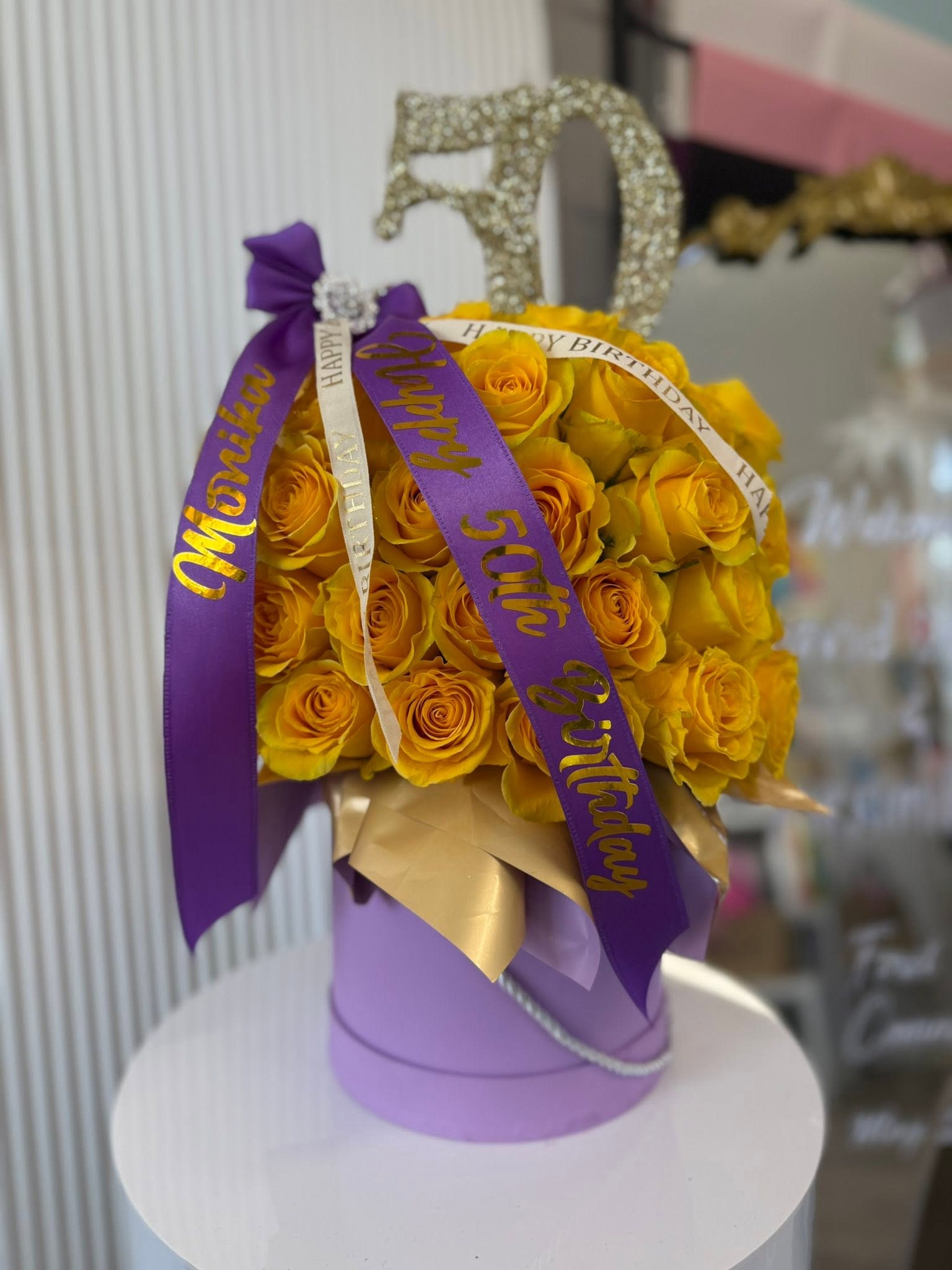 50th Birthday Flower Box  - Celebrate a 50th Birthday or Anniversary in ridiculous style! 
