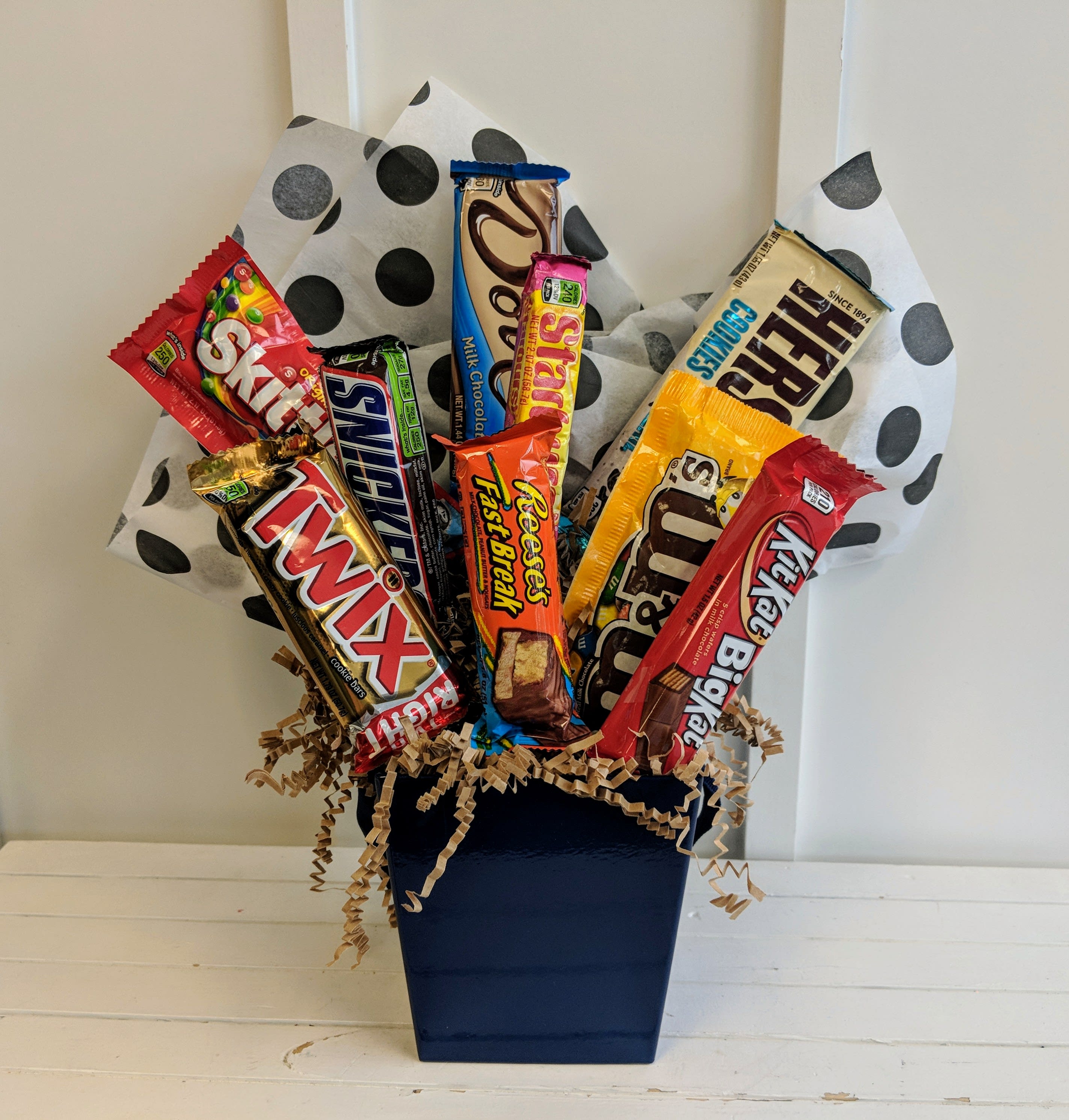 Candy Bar Basket -  A sweet assortment of candy bars perfect for any occasion.  Please advise of any allergy/dietary restrictions.