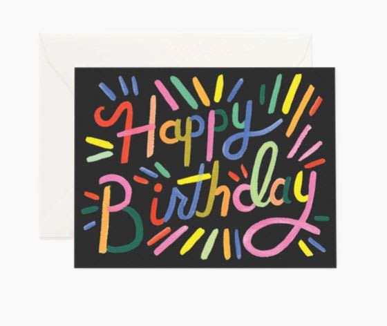 Colorful "Happy Birthday" card on a black background