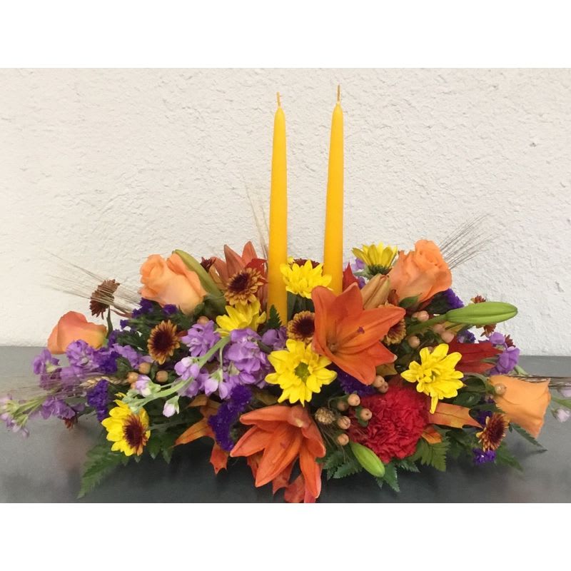 Giving Thanks Centerpiece - Duke City Floral Traditional Autumn Centerpiece. Product ID: GTC18 