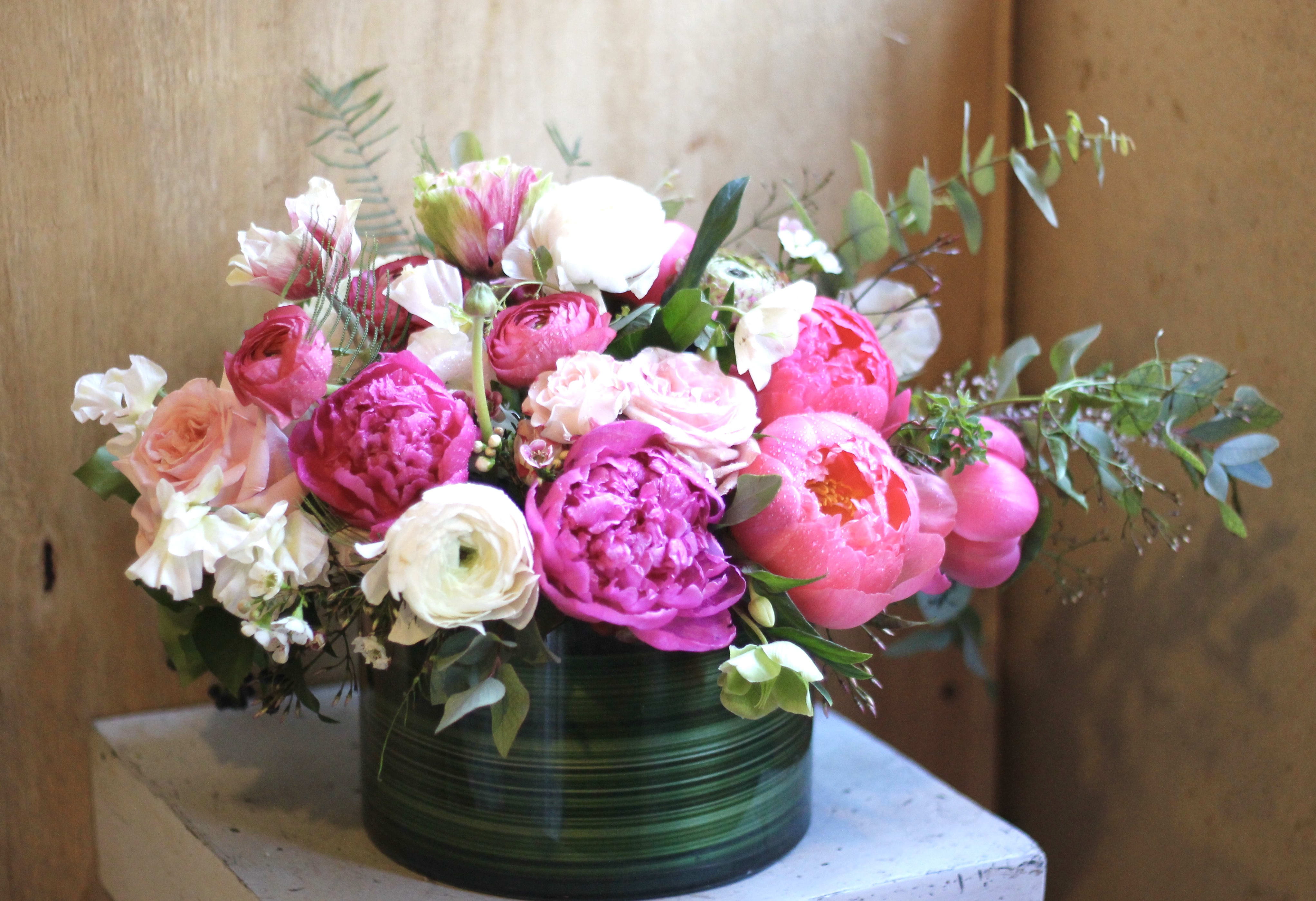 Glam - Large glass vase filled with beautiful seasonal blooms. A perfect thank you gift or send it to someone you love!