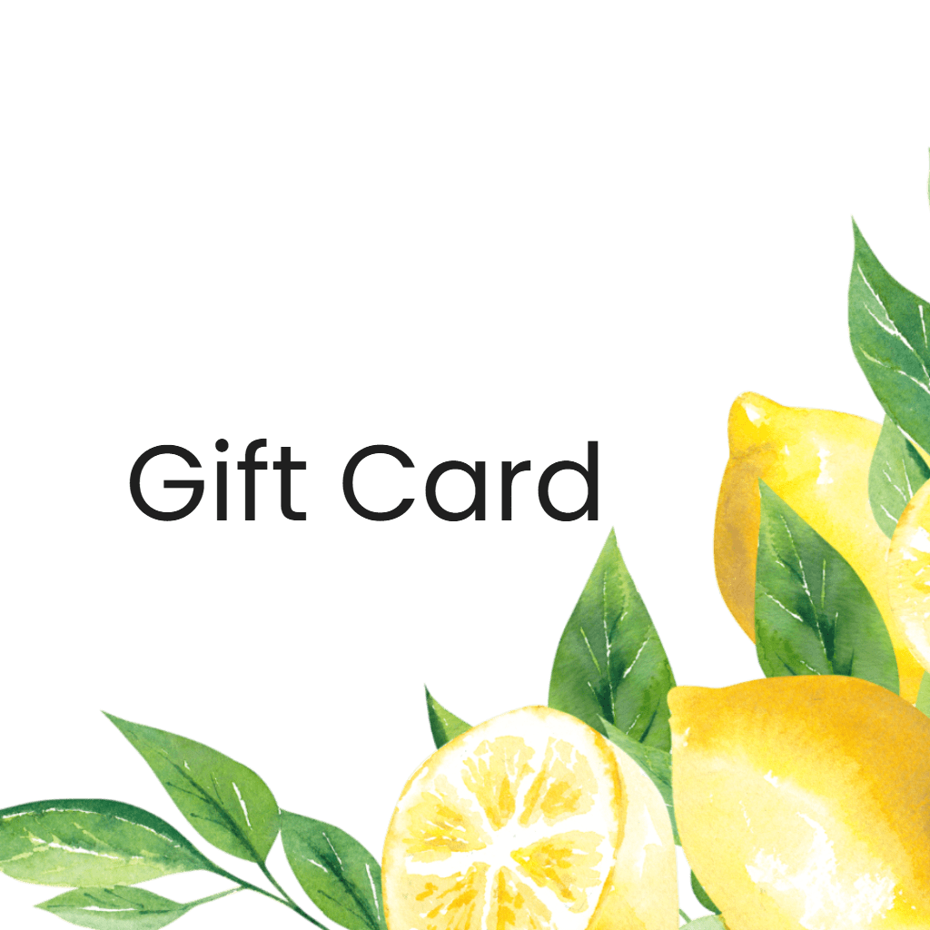 Green gift card with lemon and leaf design