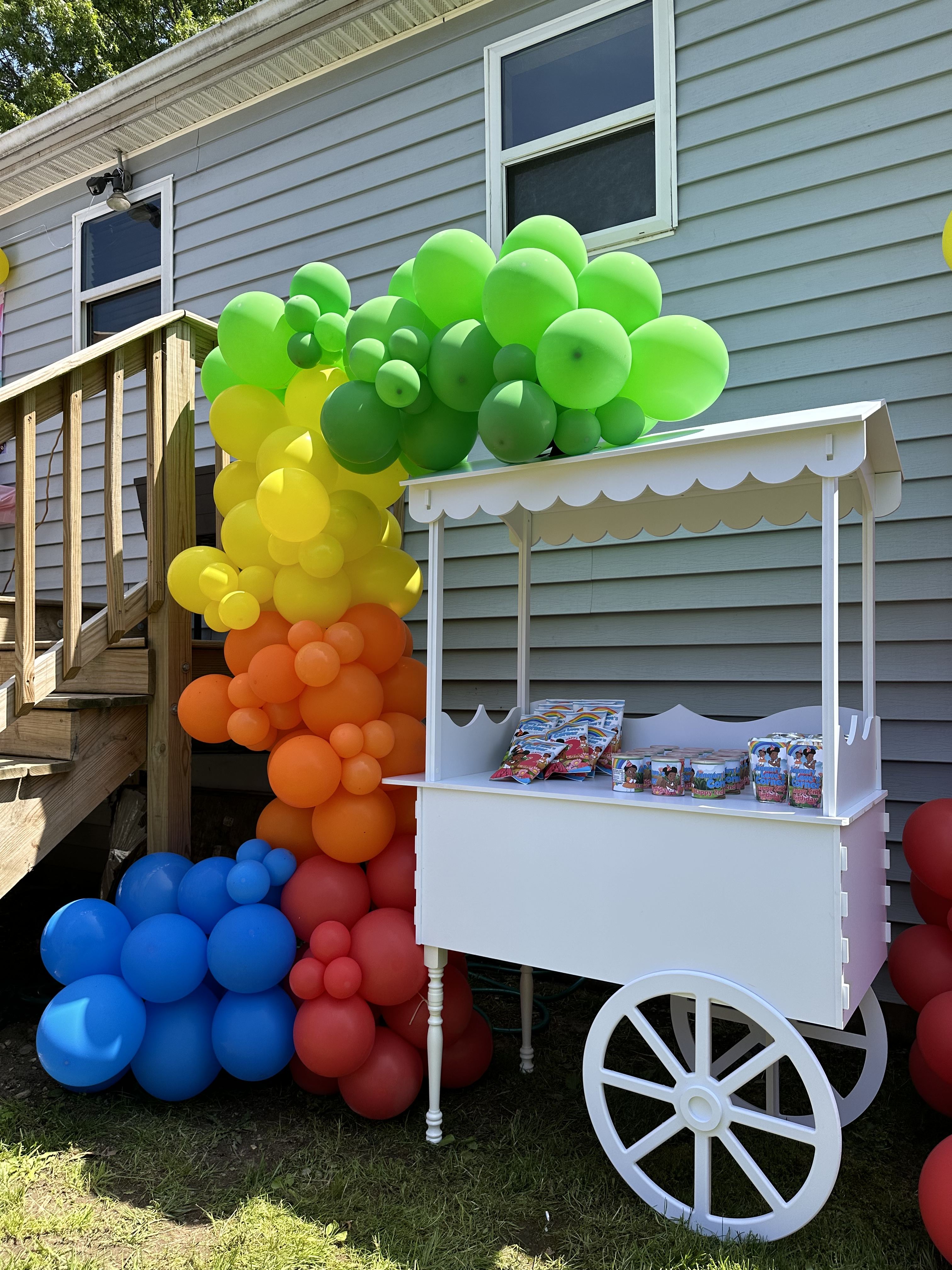 Flower cart balloon full coverage - Make a statement at your event by decorating a floral cart for a main entry standout.