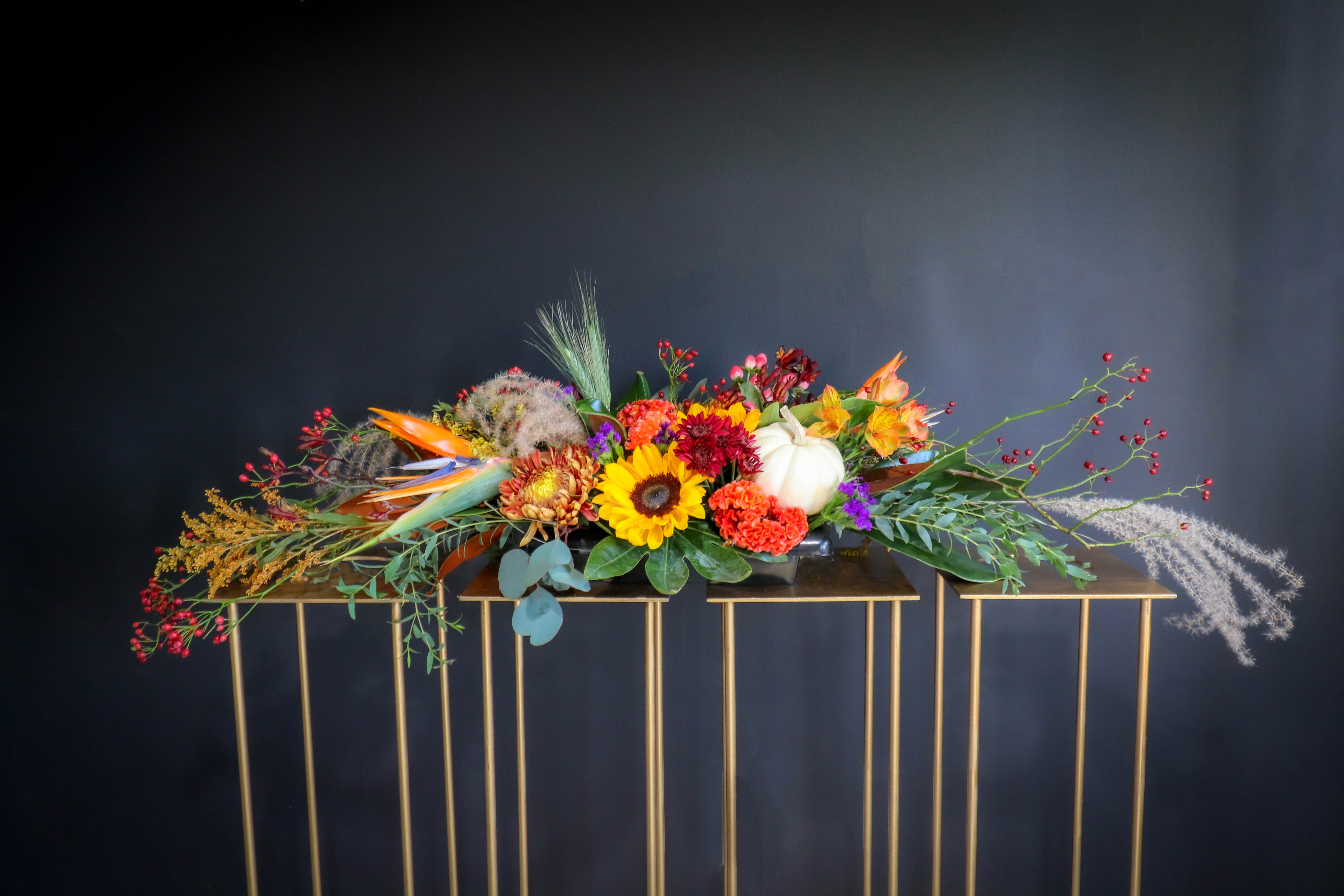 Fall Foliage  - Bountiful lush beautiful collection of fall colors in this table centerpiece for your Thanksgiving table!