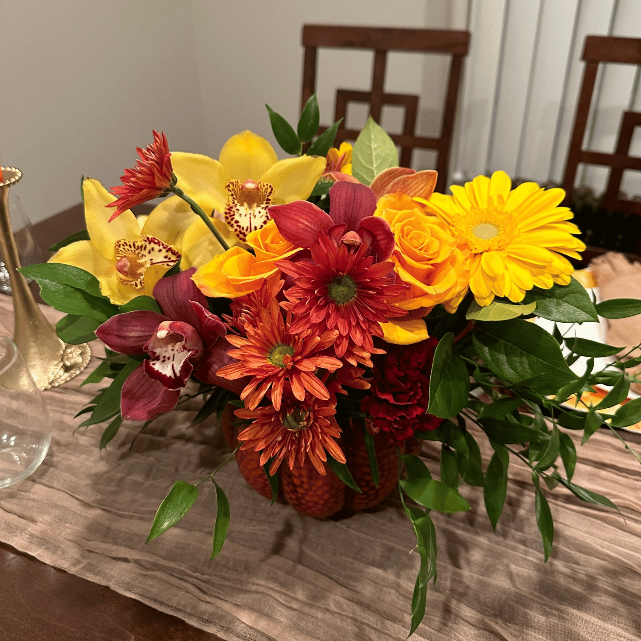 Centro de mesa para Thanksgiving en Long Island New York - Rosas en caja