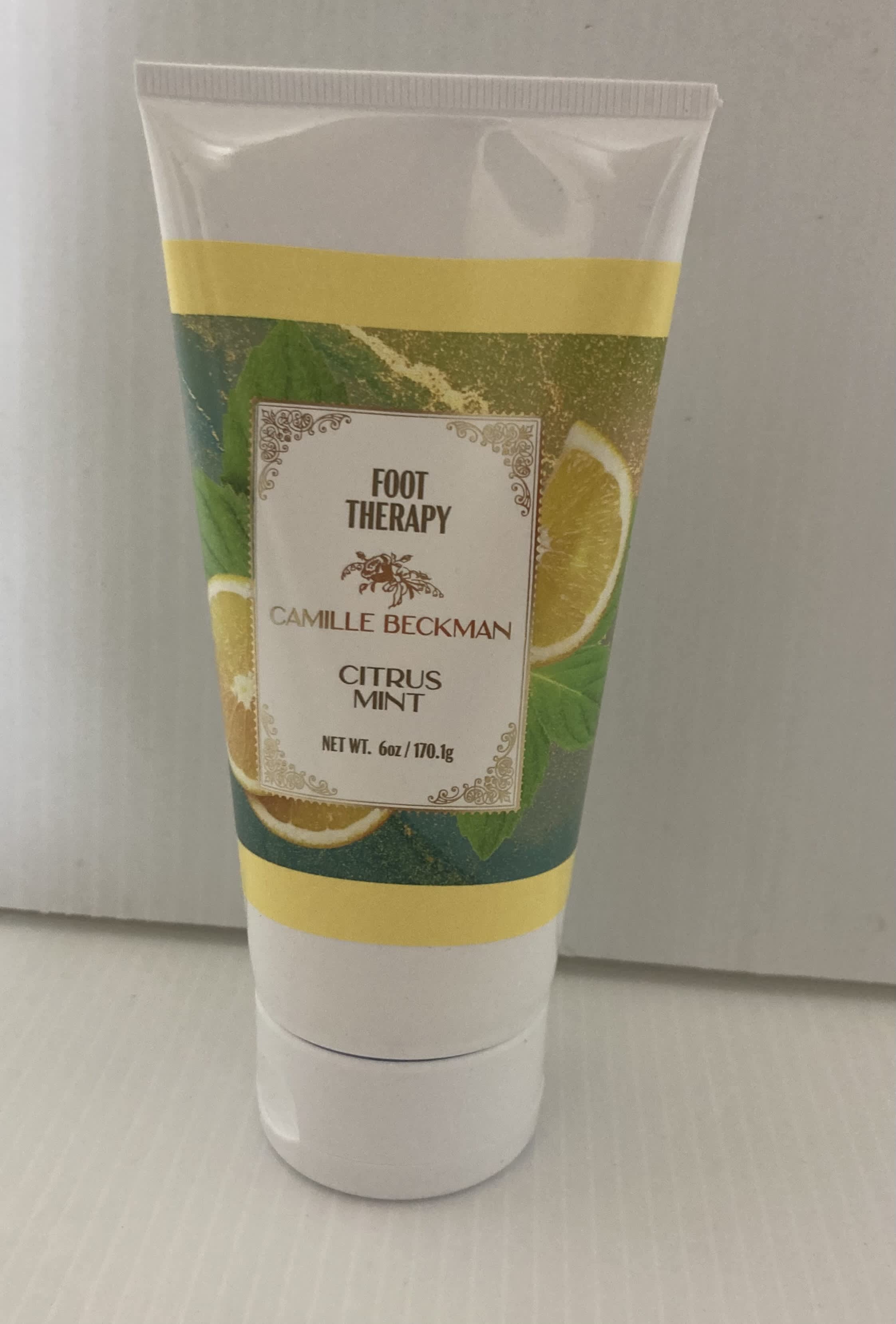 Tube of Camille Beckman Citrus Mint foot therapy cream