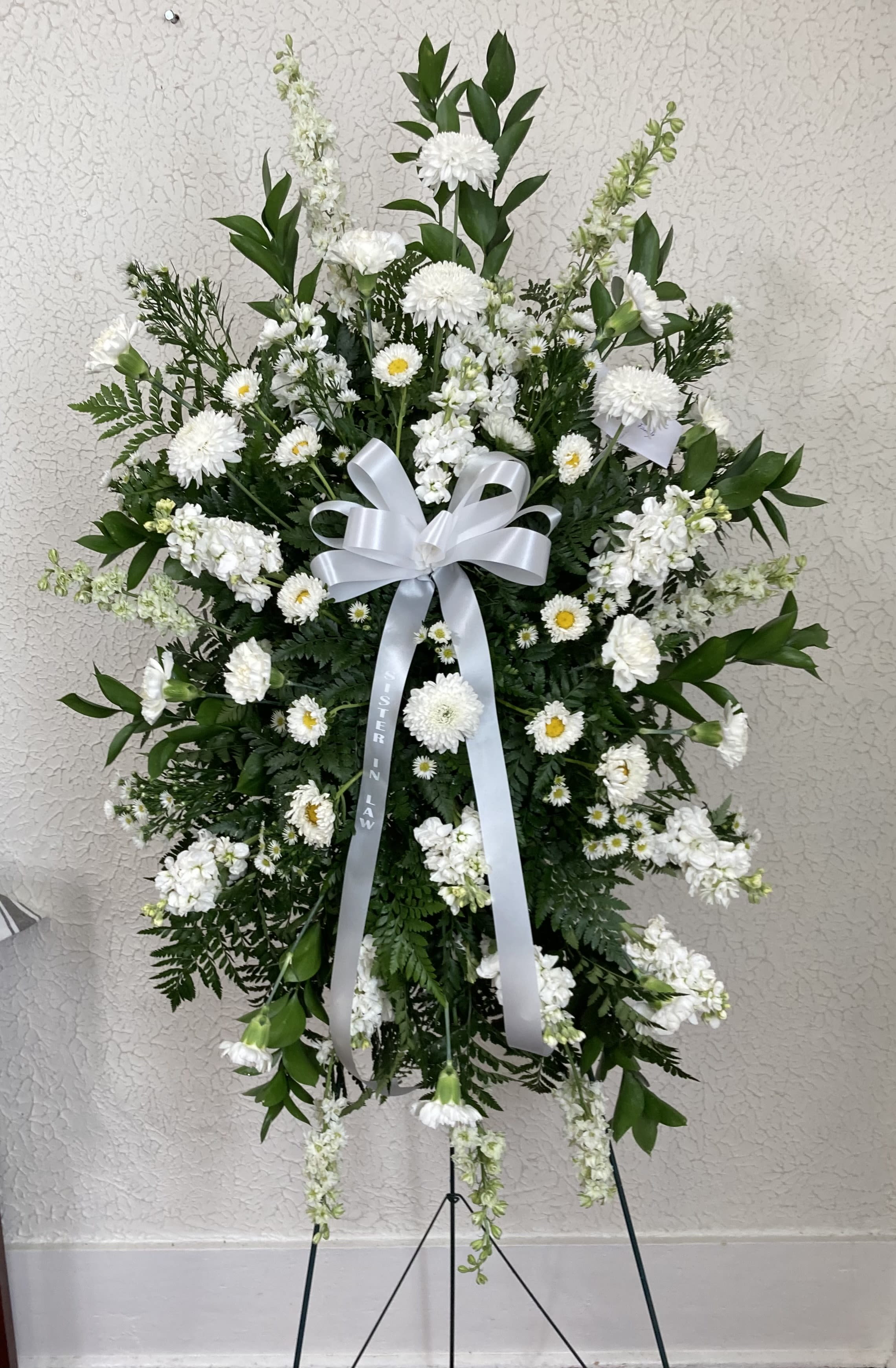 Heavenly Visions Standing Spray - Beautiful white sympathy spray to remember loved ones