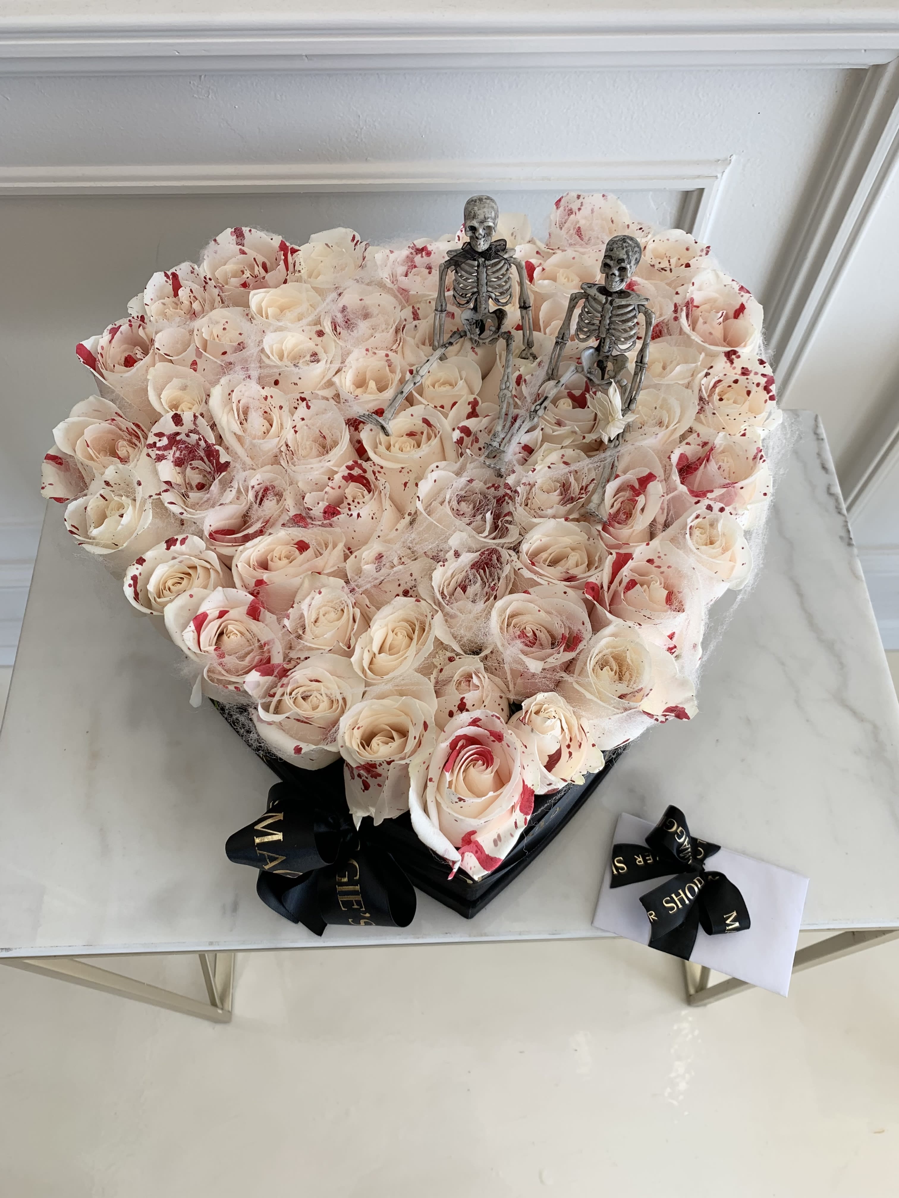 MFS My Heart Bleeds for You  - MFS Signature Heart Suede Box   Halloween theme   Approx 50 Roses 