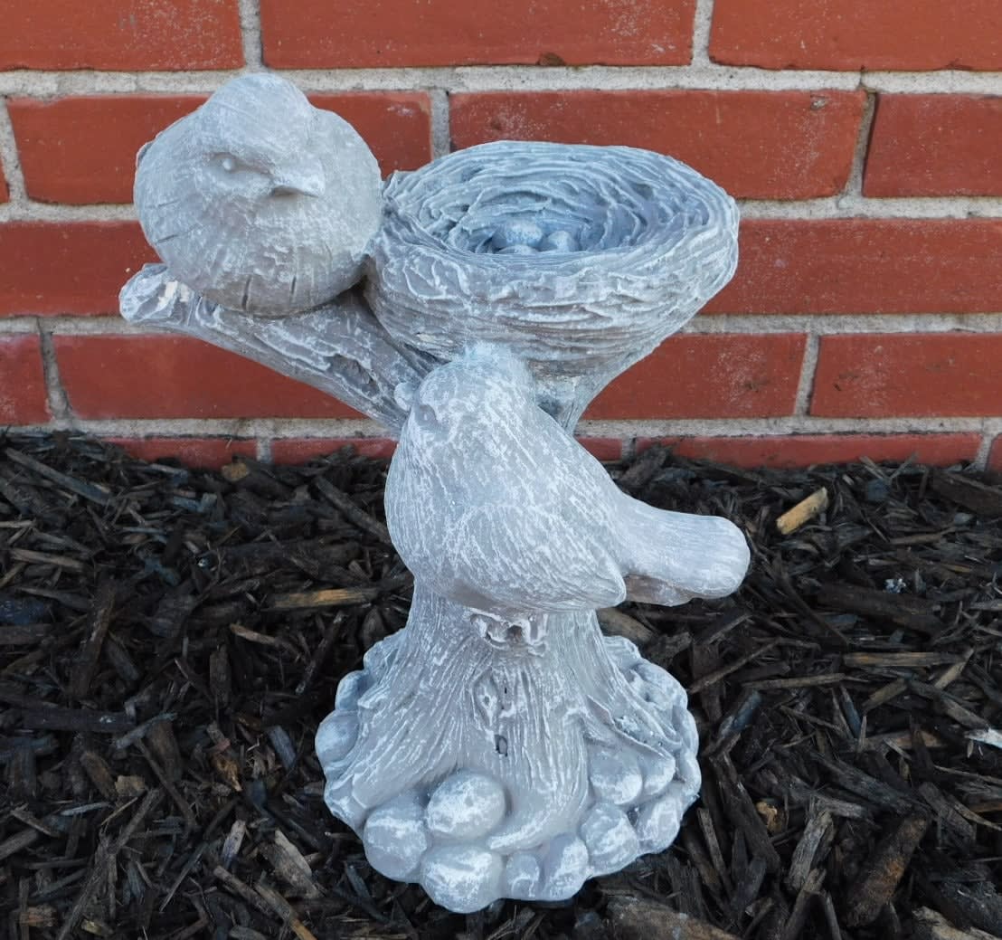 Nesting Birds Cement Statue - This is a cement nesting birds  Please note pictures are a representation of product. Actual product will vary based on season and availability. 
