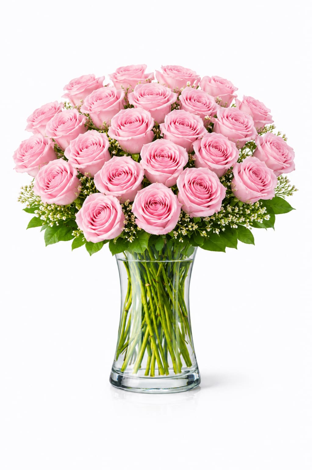 2 Dozen Light Pink Roses - 2 Dozen Light Pink Roses  *Vase/container may vary depending on availability of stock at time of purchase. *We strive to use the flowers shown whenever possible; however, substitutions of equal or greater value may be made based on seasonal and market ava