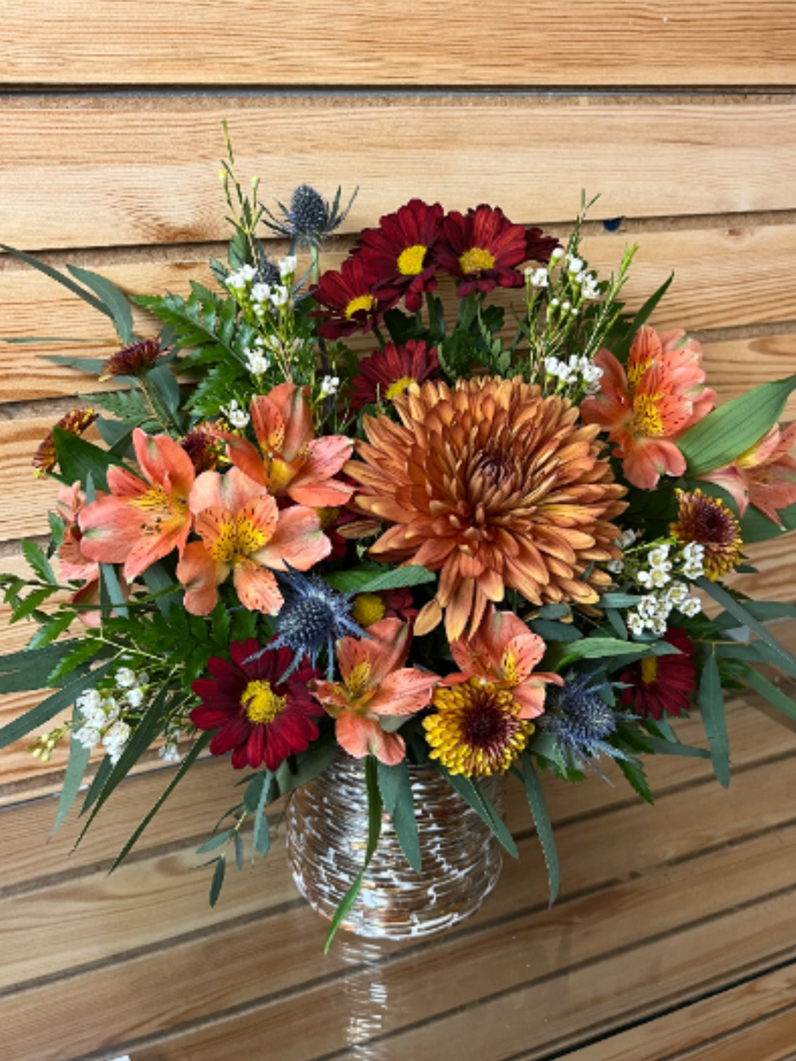 Fall Mosaic - This arrangement in a Chic Copper vase is perfect for fall!