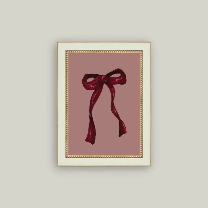 Petal Lane Bow Framed Artwork - 6" x 5" antique styled framed bow artwork. Great add-on for any gift.