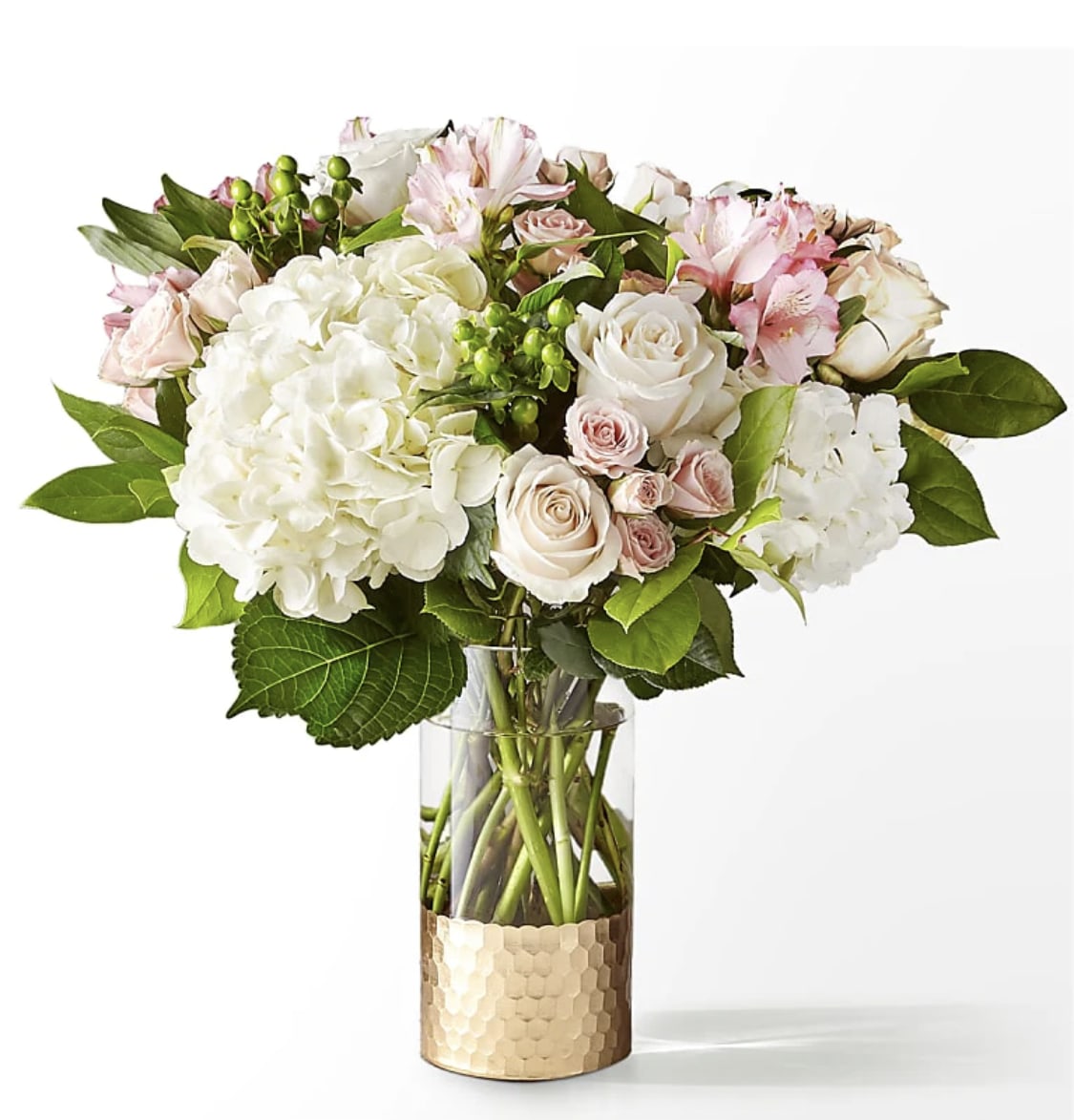 Blush &amp; Ivory Garden -  A graceful arrangement of white hydrangeas, blush roses, and soft pink blooms designed to bring timeless elegance and warmth to any occasion.