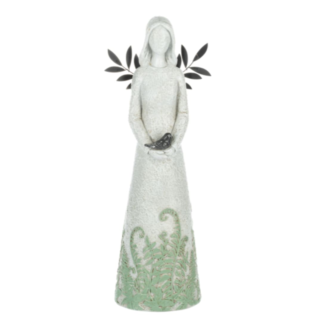 Decorative angel figurine holding a butterfly