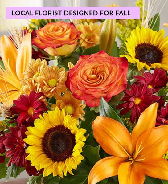 Custom fall arrangement  - We will create a one of a kind seasonal arrangement to help you connect and express yourself perfectly. We will use the freshest flowers in the shop to arrange a beautiful sentiment in a glass vase. These arrangements are completely unique and a great value at any size. 