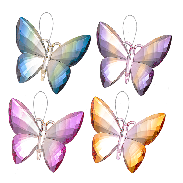 Ombre Hanging Butterflies - Add a touch of sparkle with these beautiful butterfly hanging ornaments. Each butterfly features faceted wings in shimmering colors that catch the light beautifully.   Please note that this listing is for one butterfly ornament only. If you’d like a specific color, let us know in the special instructions at checkout; otherwise, we’ll choose the most suitable option for your order.   Upon request, we can also tie the butterfly onto a floral arrangement for an extra special touch. 