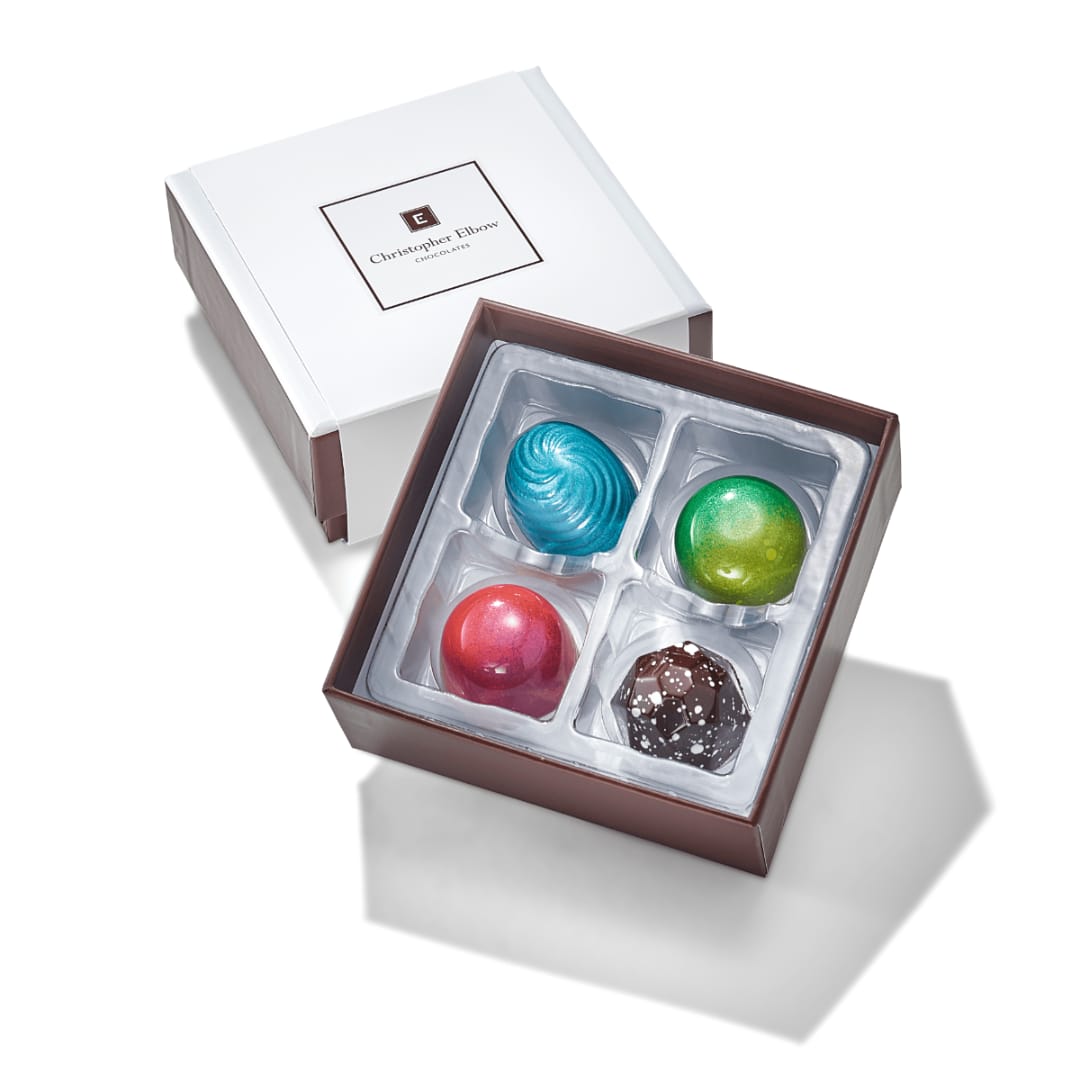 Box of four assorted chocolates in a gift box