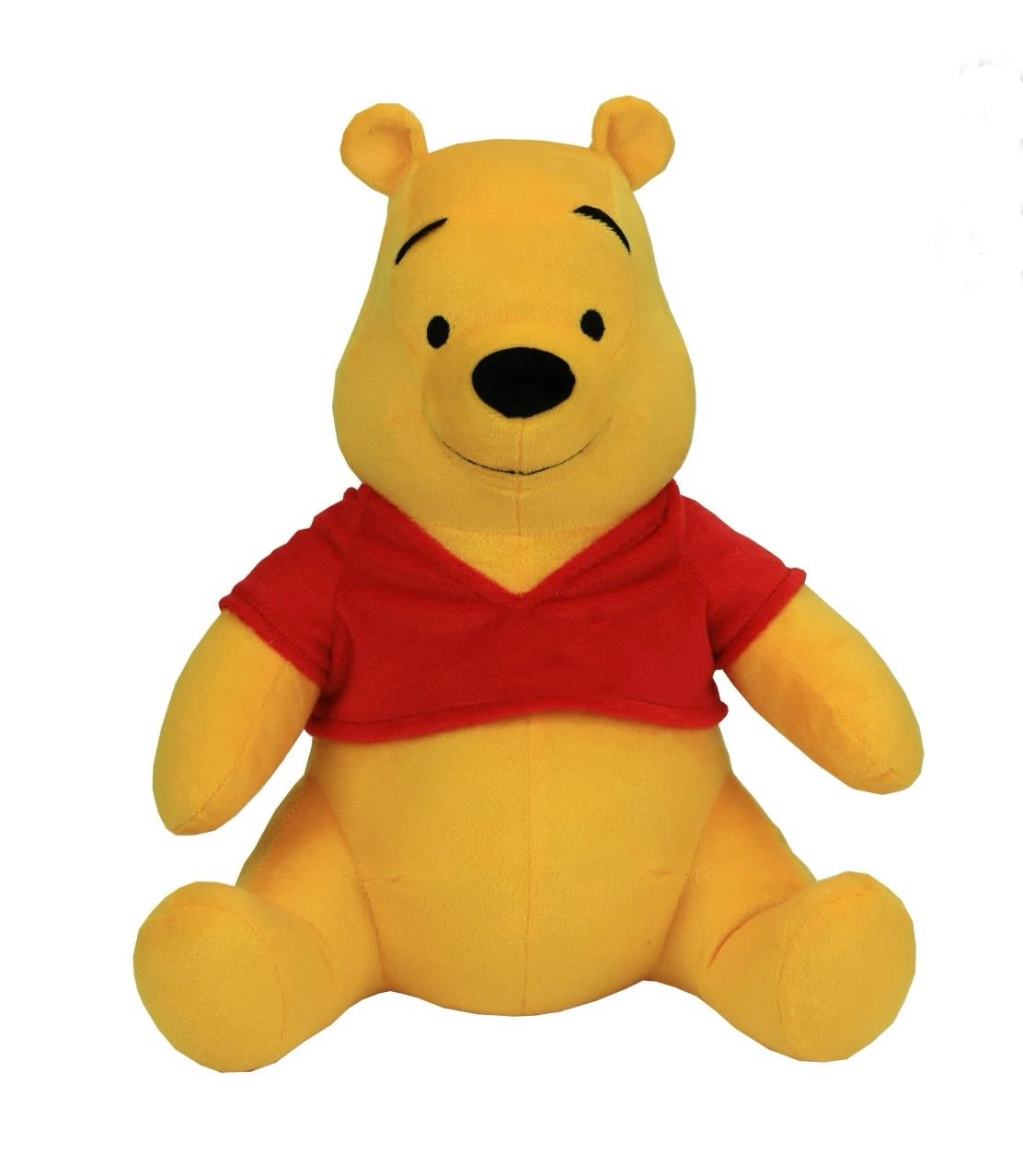 Yellow Winnie the Pooh plush toy wearing a red shirt