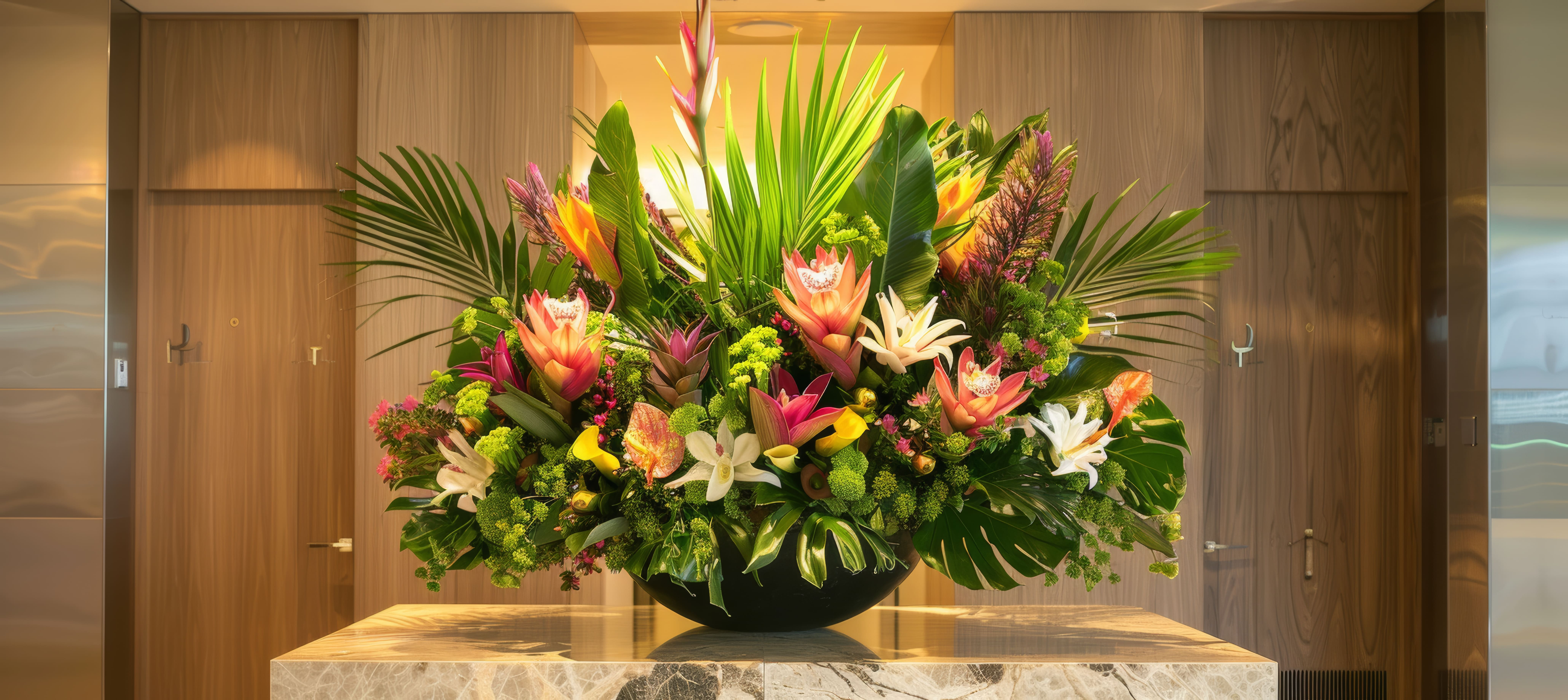  Corporate lobby flowers delivered to a Houston office