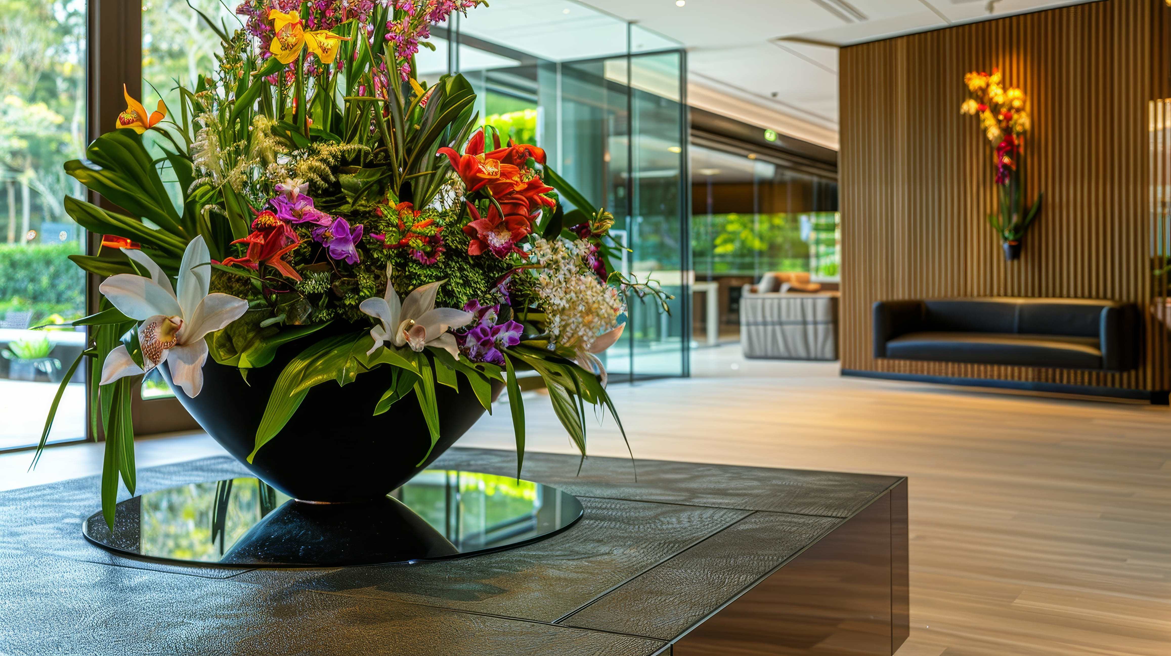  Weekly office flower delivery in Houston, reception desk arrangement