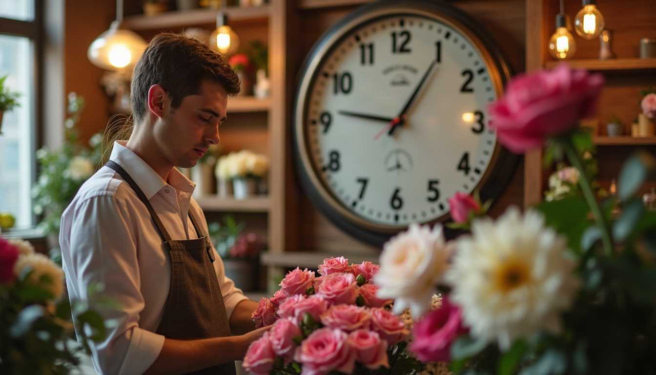 a florist in shop with flower dispatch timing 
