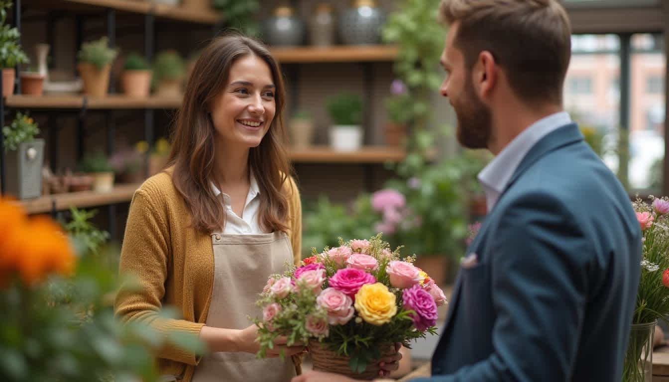 A houston Florist Talk To Customer