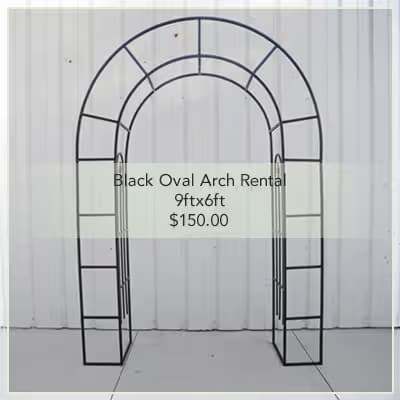 Flower Mill - Black Oval Wedding Arch Rental