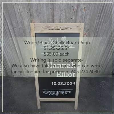 Flower Mill Wood Chalk Board Sign Wedding Rental