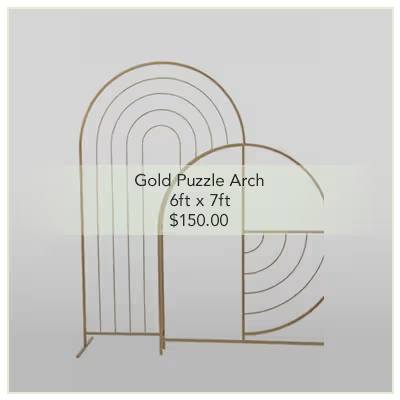 Flower Mill - Gold Puzzle Wedding Arch Rental