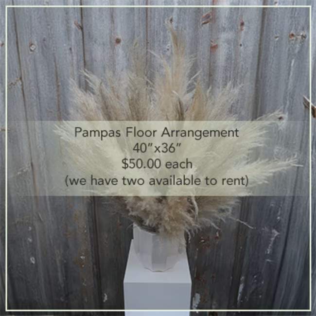 Flower Mill Pampas Floor arrangement Wedding Rental