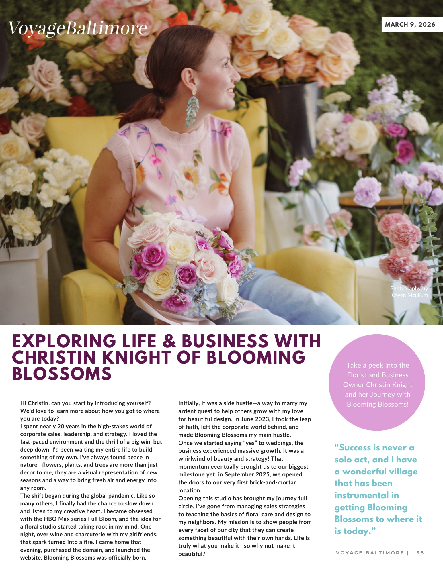 Blooming Blossoms Featured on Voyage Baltimore!