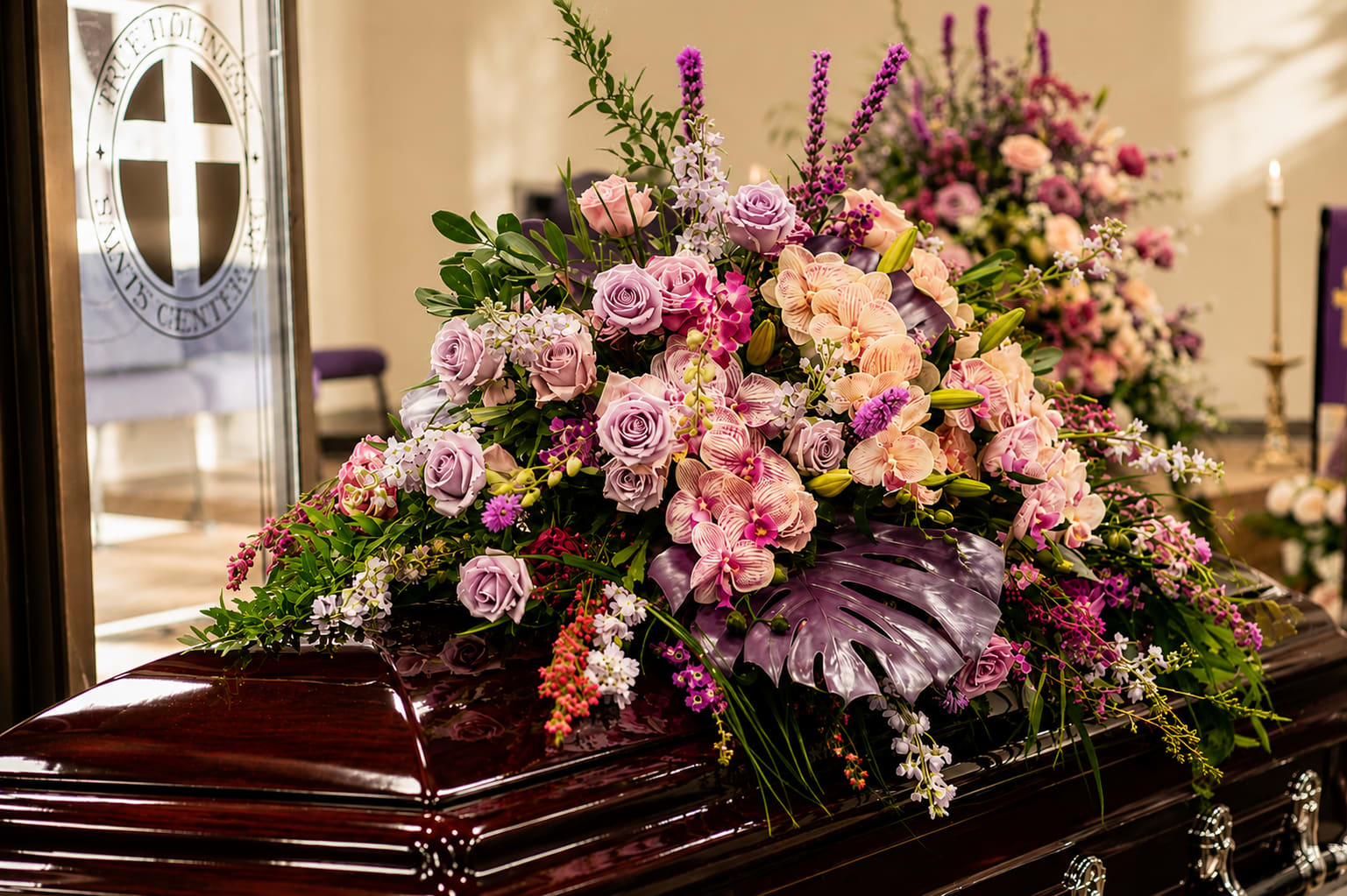 Elegant funeral arrangement celebration of life