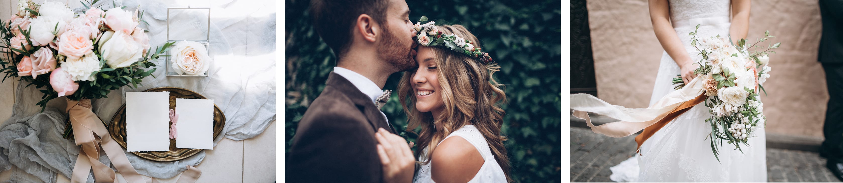 bridal couple and flowers