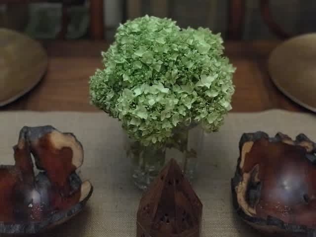 What is white, green, pink, purple, blue and antique