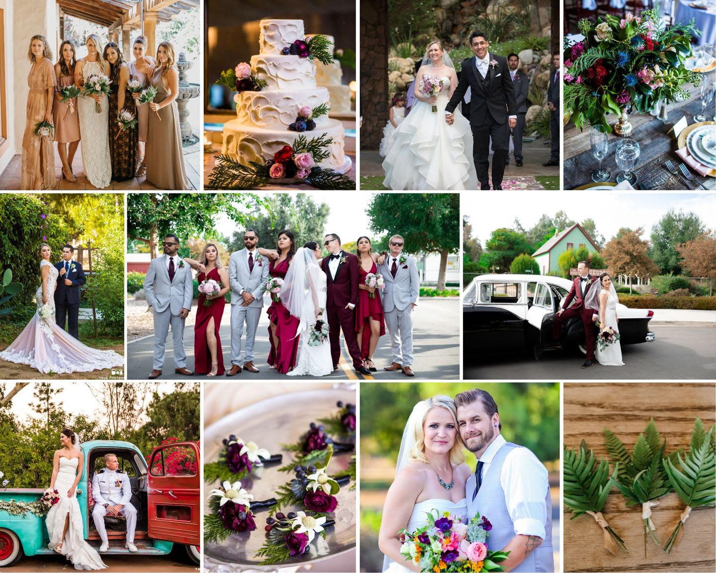Collage of wedding bouquets and floral design for weddings